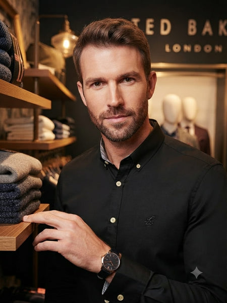 Men Premium Black Full Sleeve Button-Down Formal Shirt