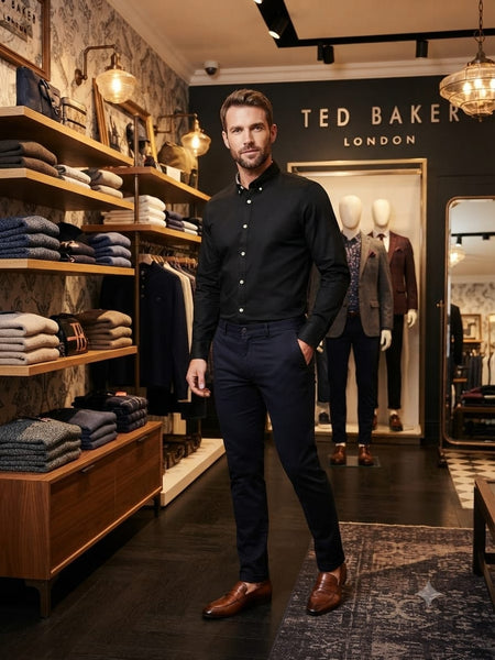 Men Premium Black Full Sleeve Button-Down Formal Shirt