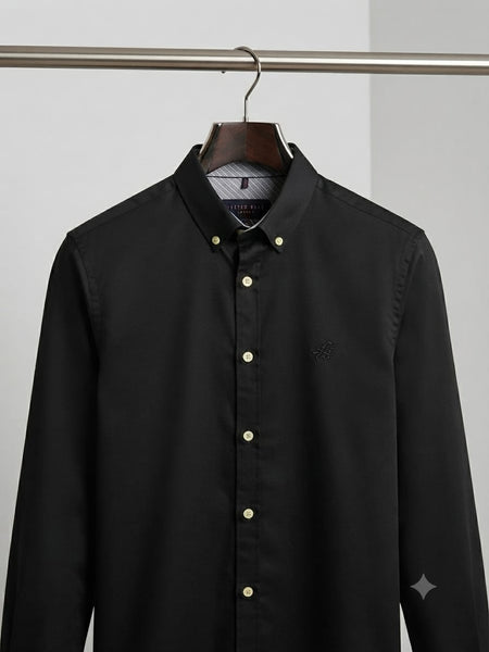 Men Premium Black Full Sleeve Button-Down Formal Shirt