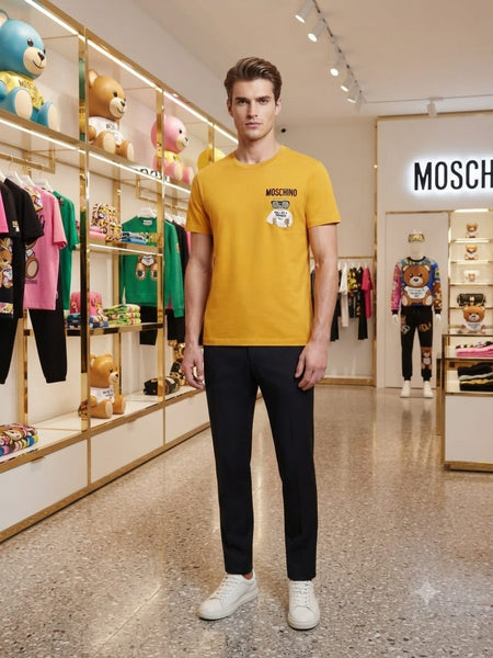 Men Premium Mustard Yellow Crew Neck Half Sleeve T-Shirt