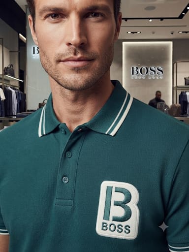 Men Premium Teal Green Polo T-Shirt with Contrast Tipped Collar & Chest Patch