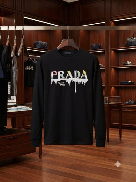 Premium Men's Black Graphic Full Sleeve T-Shirt – Regular Fit Crew Neck