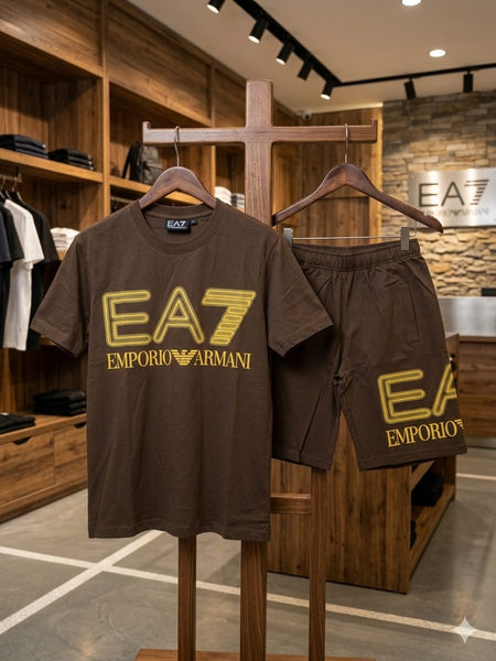 Men Premium Brown T-Shirt & Shorts Co-Ord Set