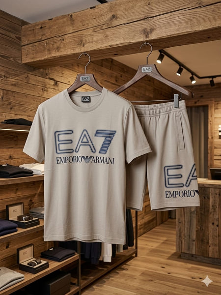 Men Premium Beige T-Shirt & Shorts Co-Ord Set