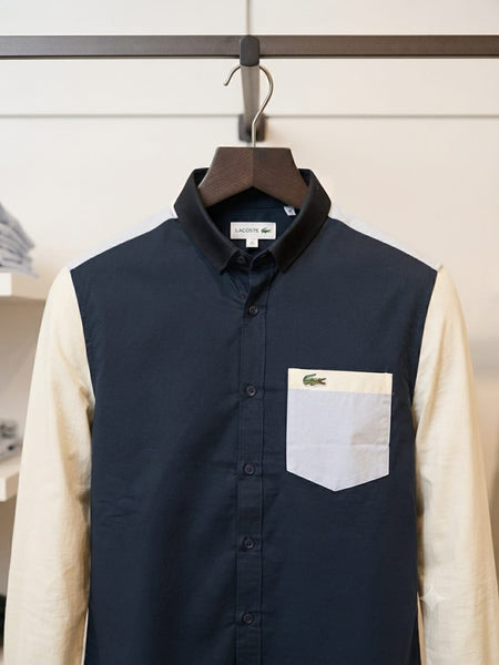Men Premium Navy & White Color Block Full Sleeve Shirt