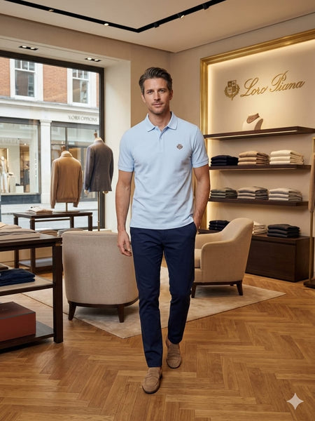 Men Premium Sky Blue Polo T-Shirt | Classic Fit | Half Sleeves