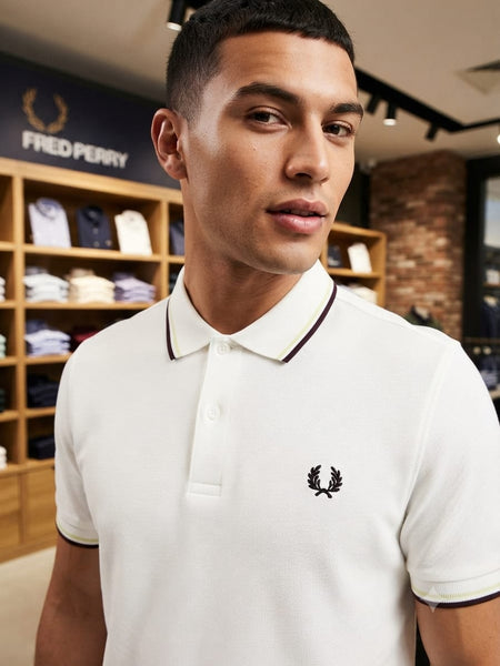 Premium Men White Polo T-Shirt with Contrast Tipping | Classic Regular Fit