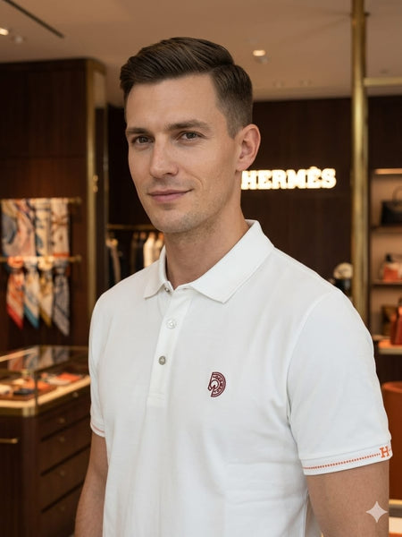 Men Premium White Polo T-Shirt with Contrast Sleeve Detail – Regular Fit