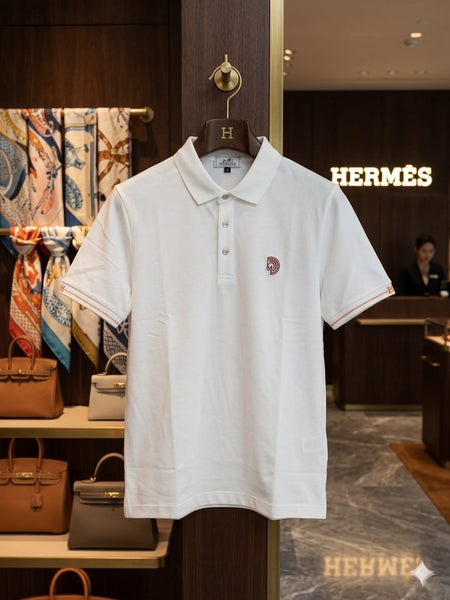 Men Premium White Polo T-Shirt with Contrast Sleeve Detail – Regular Fit