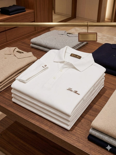 Men Premium White Polo T-Shirt with Embroidered Chest Logo | Classic Short Sleeve Polo
