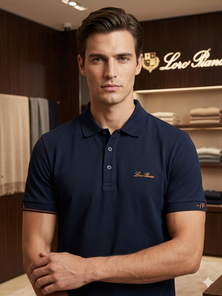 Men Premium Navy Blue Fine Polo T-Shirt