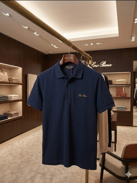 Men Premium Navy Blue Fine Polo T-Shirt