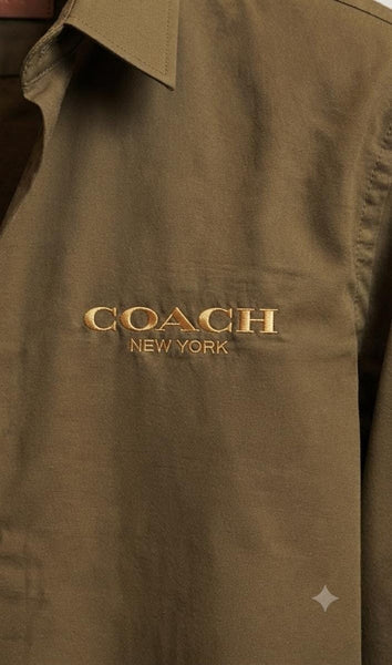 Men's Premium Olive Green Full Sleeve Shirt with Embroidered Chest Logo