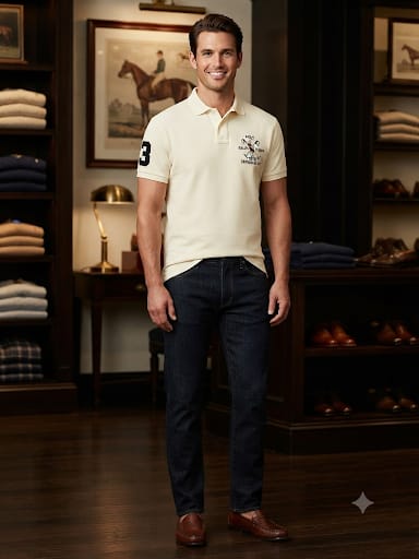 Men Premium  Polo T-Shirt with Embroidered Logo & Number Detail