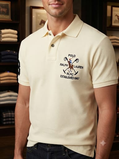 Men Premium  Polo T-Shirt with Embroidered Logo & Number Detail