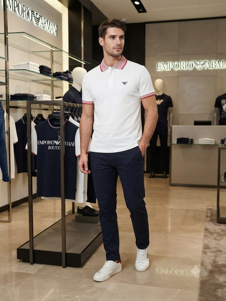 Premium Contrast Collar Polo Shirt | Elegant Half Sleeve Casual Wear T-Shirt