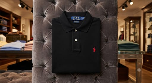 Men Classic Black Polo Shirt Premium Short Sleeve Collared T-Shirt