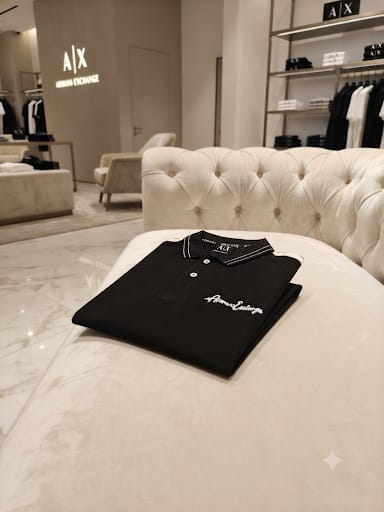 Men Premium Black Polo Shirt with Contrast Collar & Embroidered Logo