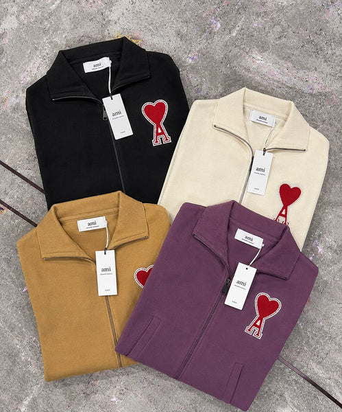 Women Heart Patch Zip-Up Tracksuit Set