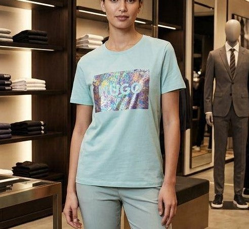 Women Premium Graphic Print Crew Neck T-Shirt – Soft Casual Half Sleeve Tee (Mint Green)