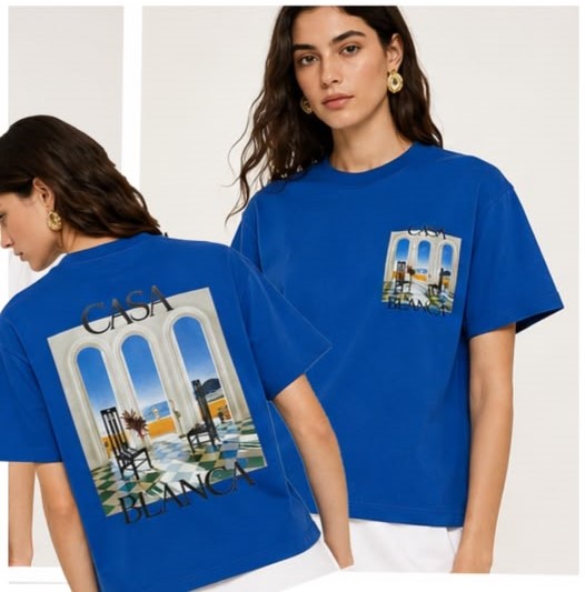 Women Premium Oversized Graphic Print T-Shirt – Soft Casual Half Sleeve Tee (Royal Blue)