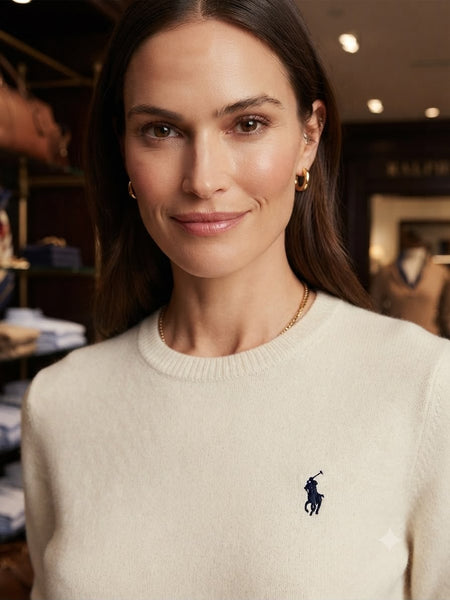 Ralph Lauren Women Classic Fit Knit Crewneck Sweater - Off-White / Cream