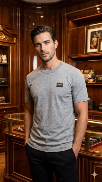 Men Heather Grey Premium Crew Neck T-Shirt | Regular Fit Casual Half Sleeve Tee