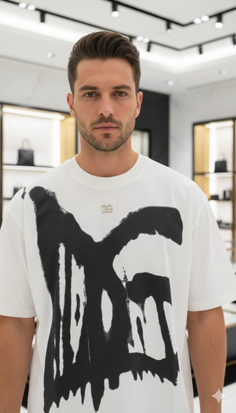 Premium White Graphic T-Shirt for Men – Oversized Casual Streetwear Tee