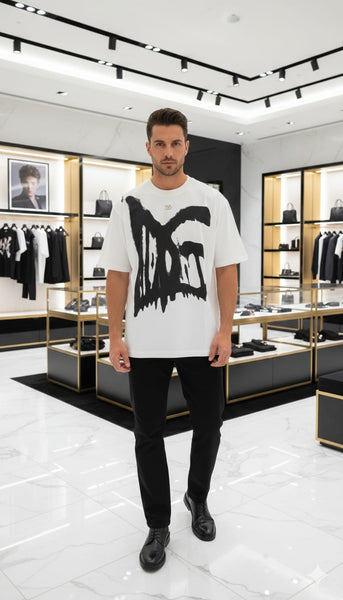 Premium White Graphic T-Shirt for Men – Oversized Casual Streetwear Tee
