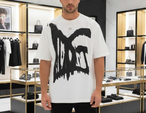 Premium White Graphic T-Shirt for Men – Oversized Casual Streetwear Tee