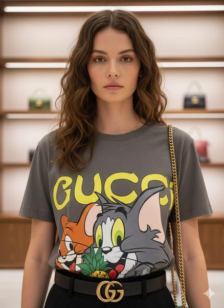 Premium Cartoon Graphic T-Shirt for Men – Cat & Mouse Printed Casual Tee