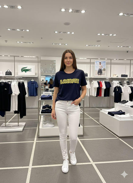 Premium Navy Blue Graphic T-Shirt for Women – Stylish Casual Crew Neck Tee