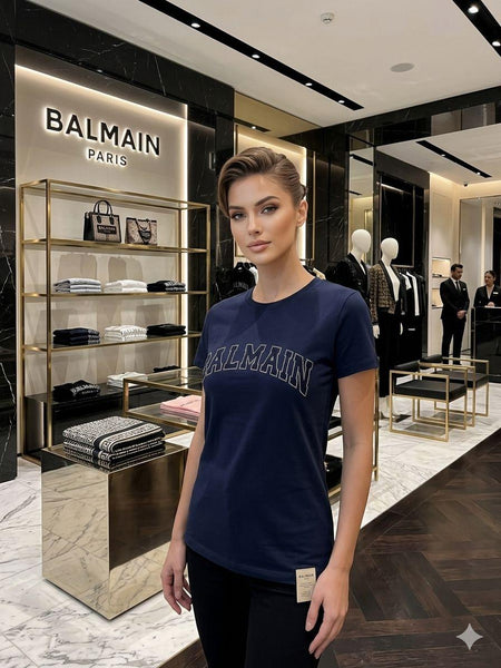 Women Navy Blue Graphic T-Shirt – Premium Casual Crew Neck Tee