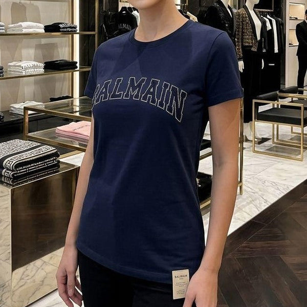 Women Navy Blue Graphic T-Shirt – Premium Casual Crew Neck Tee