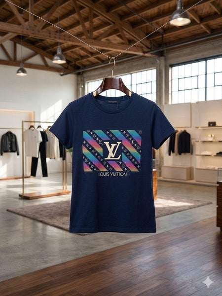 Men Navy Blue Graphic T-Shirt – Premium Casual Crew Neck Tee