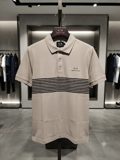 Men Beige Striped Polo T-Shirt | Premium Regular Fit Half Sleeve Polo