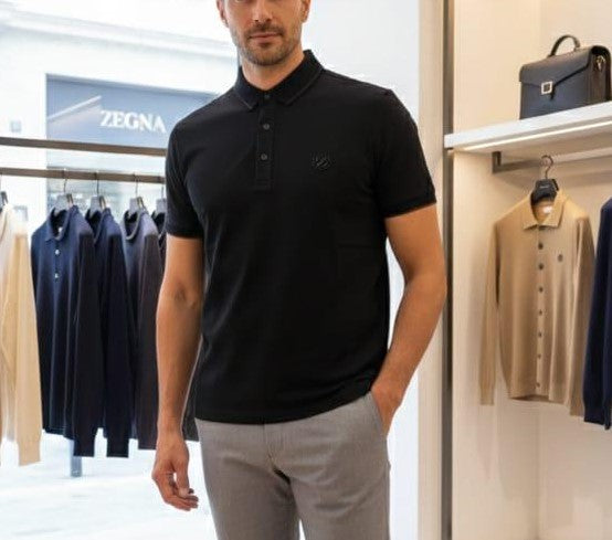 Men Classic Black Polo T-Shirt – Short Sleeve Regular Fit Casual Shirt