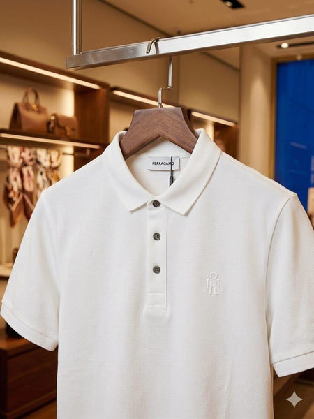 Men Classic White Polo T-Shirt – Short Sleeve Slim Fit Casual Shirt