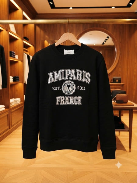 Men Black Graphic Sweatshirt – Full Sleeve Crew Neck Casual Pullover