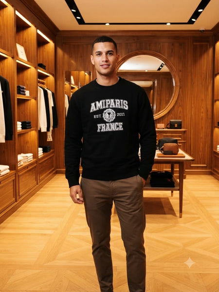 Men Black Graphic Sweatshirt – Full Sleeve Crew Neck Casual Pullover