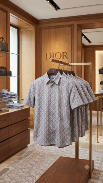 Men Grey Geometric Printed Shirt – Short Sleeve Button-Down Casual Shirt
