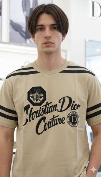 Men Beige Graphic T-Shirt – Short Sleeve Crew Neck Casual T-Shirt