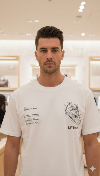 Men White Graphic T-Shirt – Short Sleeve Crew Neck Casual Printed Tee