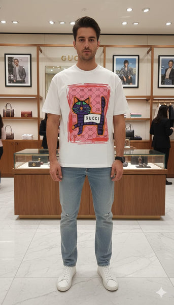 Graphic Cat Print T-Shirt – Stylish Casual Wear