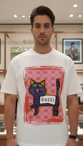 Graphic Cat Print T-Shirt – Stylish Casual Wear