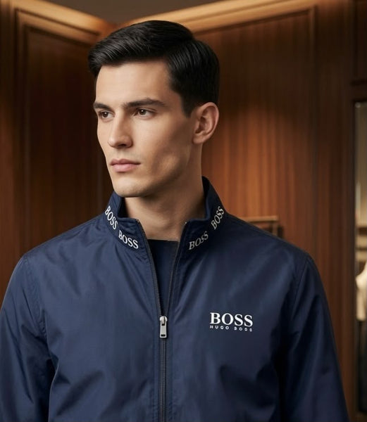 Men Premium Navy Blue Full-Zip Jacket
