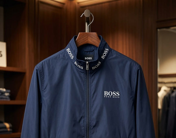 Men Premium Navy Blue Full-Zip Jacket