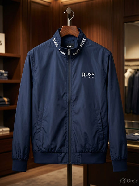 Men Premium Navy Blue Full-Zip Jacket