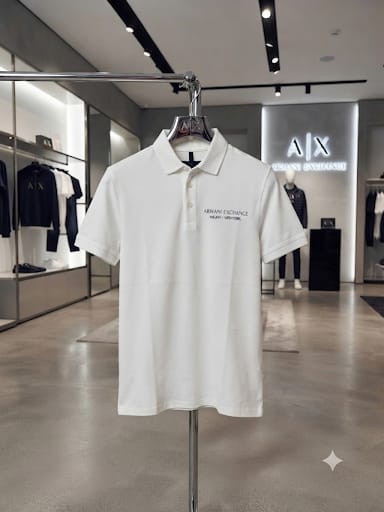 Men’s White Classic Polo T-Shirt with Printed Chest Detail