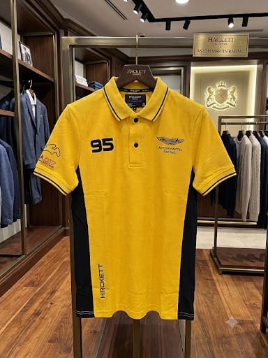 Men Yellow Contrast Collar Polo T-Shirt with Sporty Details